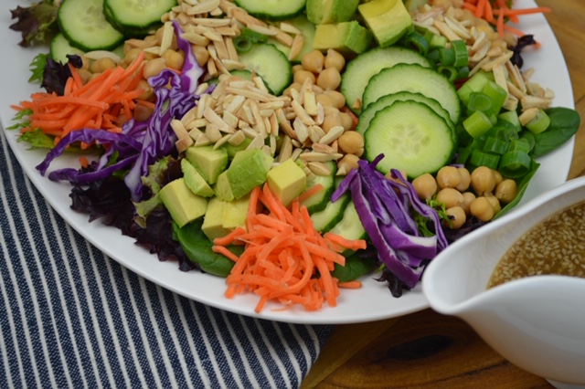 Chopped Salad with Miso Ginger Dressing